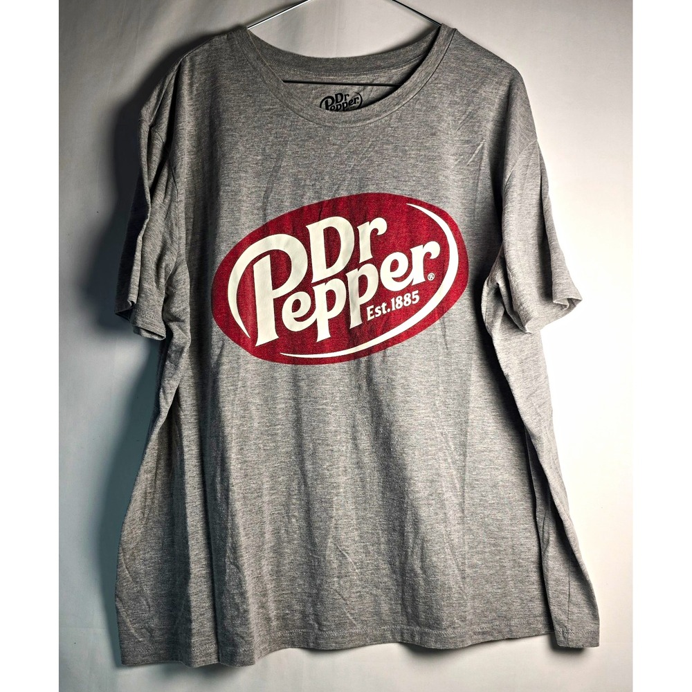 Dr Pepper Logo Graphic T-Shirt Men's 2XL Gray Crew Neck Tee